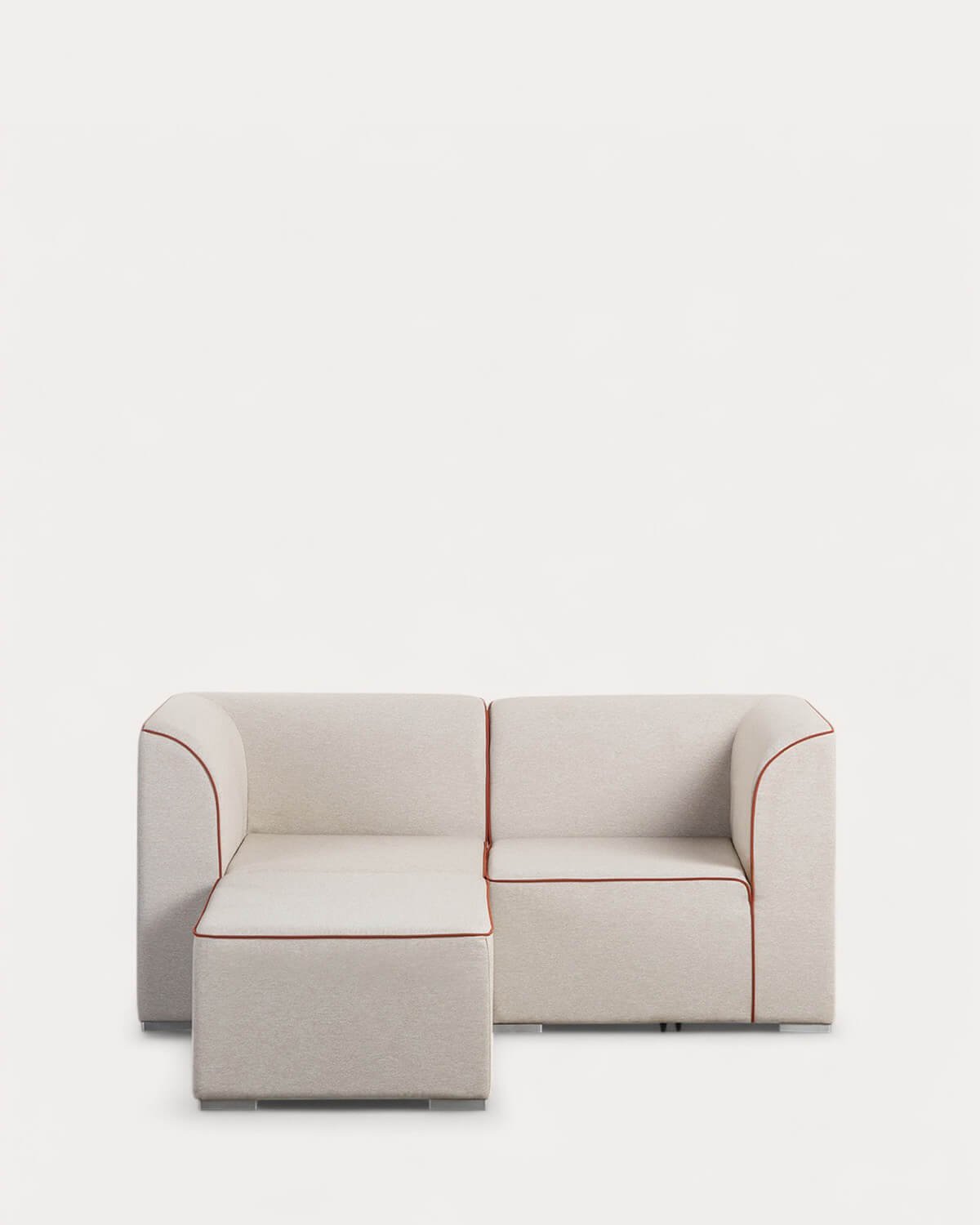 Canapé de Jardin Modulable 2 Pièces d'Angle avec Pouf en Tissu Lagos