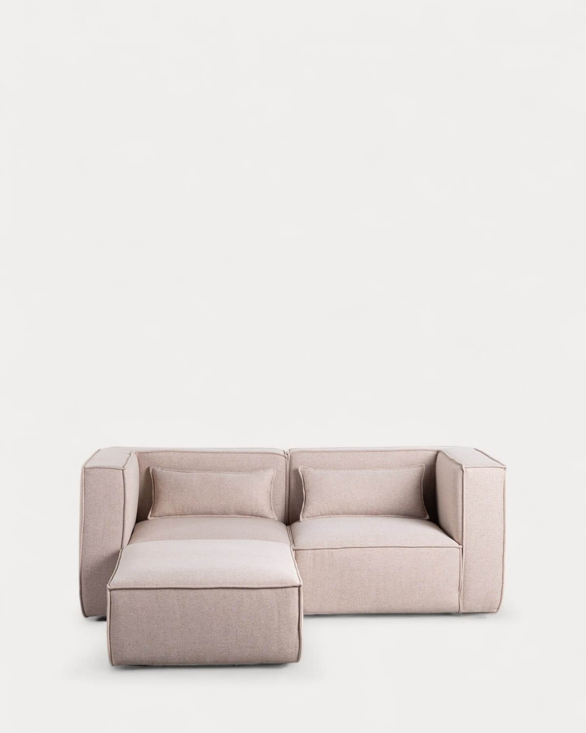 Canapé Modulable 2 pièces d´Angle et Pouf en Tissu Kilhe 