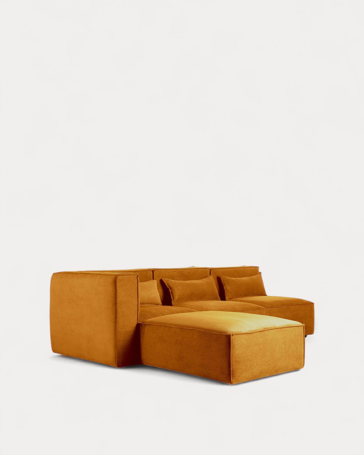 Canapé d'Angle Modulaire Kilhe 3 Pièces avec 2 Fauteuils et Pouf en Velours Côtelé, image de la gelerie 5