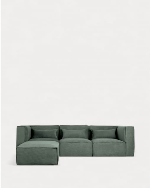 Canapé Modulaire 3 Pièces avec 2 Fauteuils d'Angle et Pouf en Velours Côtelé Kilhe