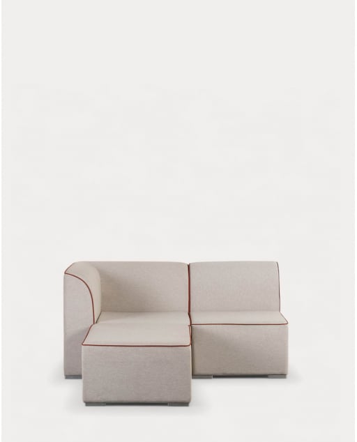 Canapé de Jardin Modulable 2 Pièces d'Angle et Fauteuil avec Pouf en Tissu Lagos