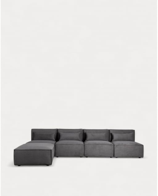 Canapé Modulaire et Pouf 4 Pièces en Velours Côtelé Kilhe