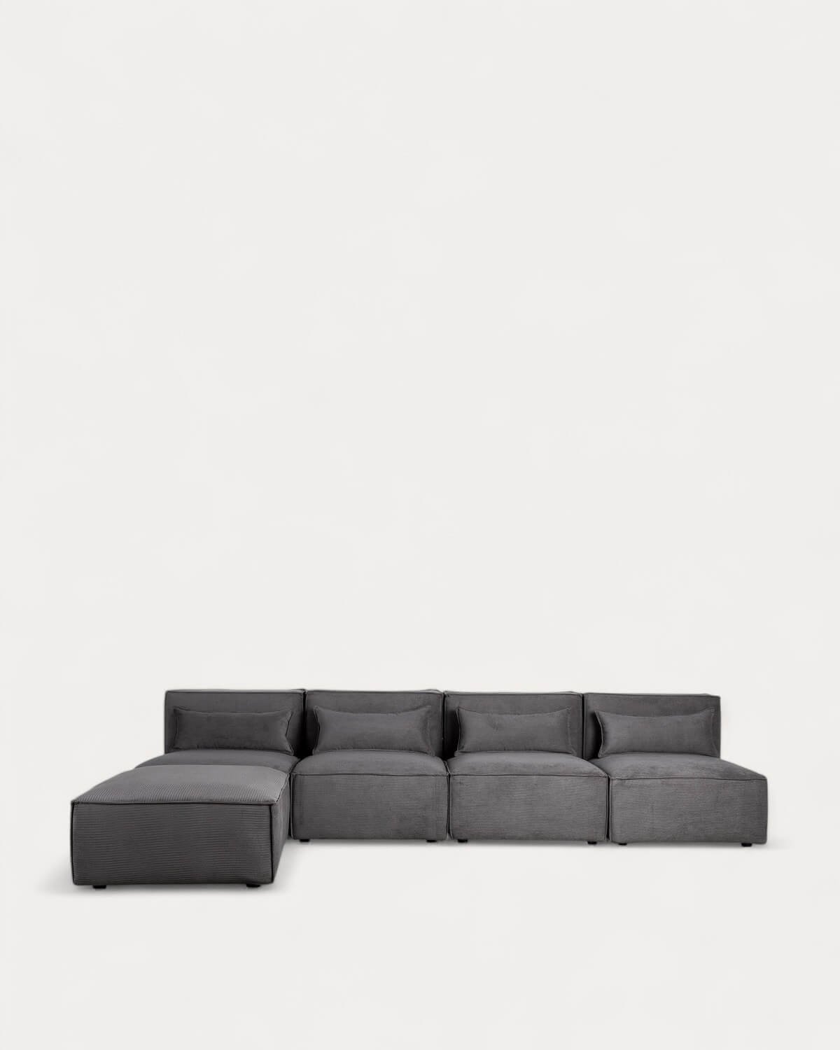 Canapé Modulaire et Pouf 4 Pièces en Velours Côtelé Kilhe