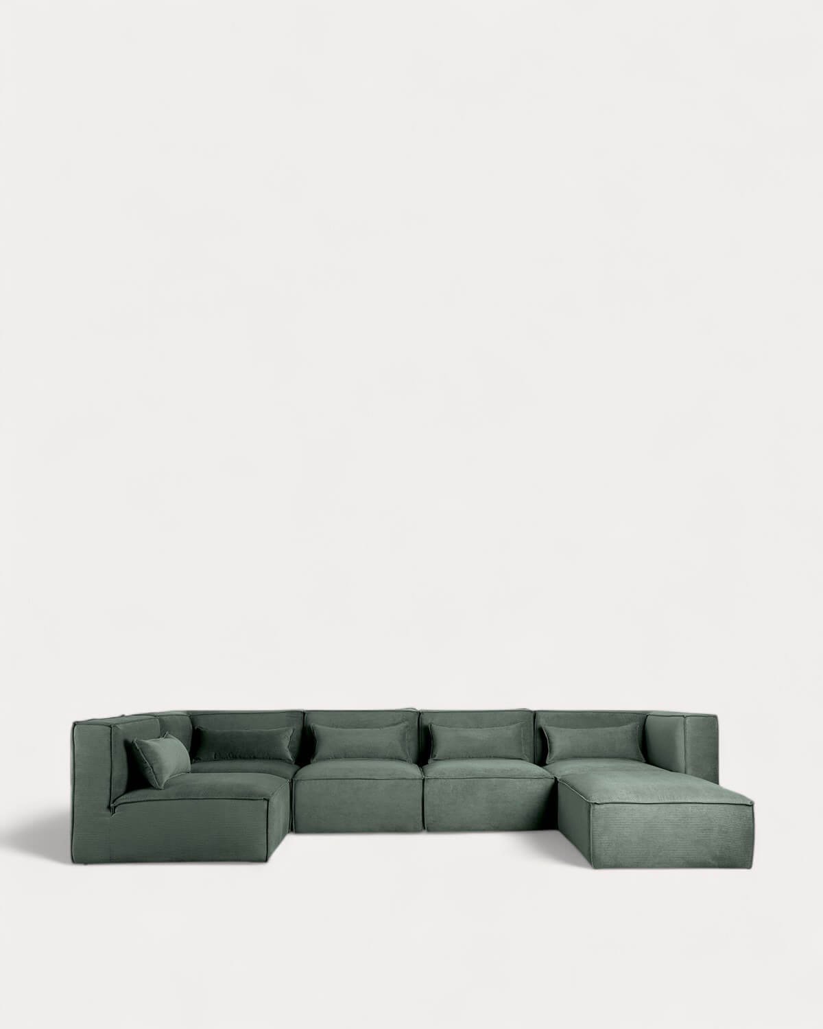 Canapé Modulaire et Pouf 5 Pièces en Velours Côtelé Kilhe, image de la gelerie 1
