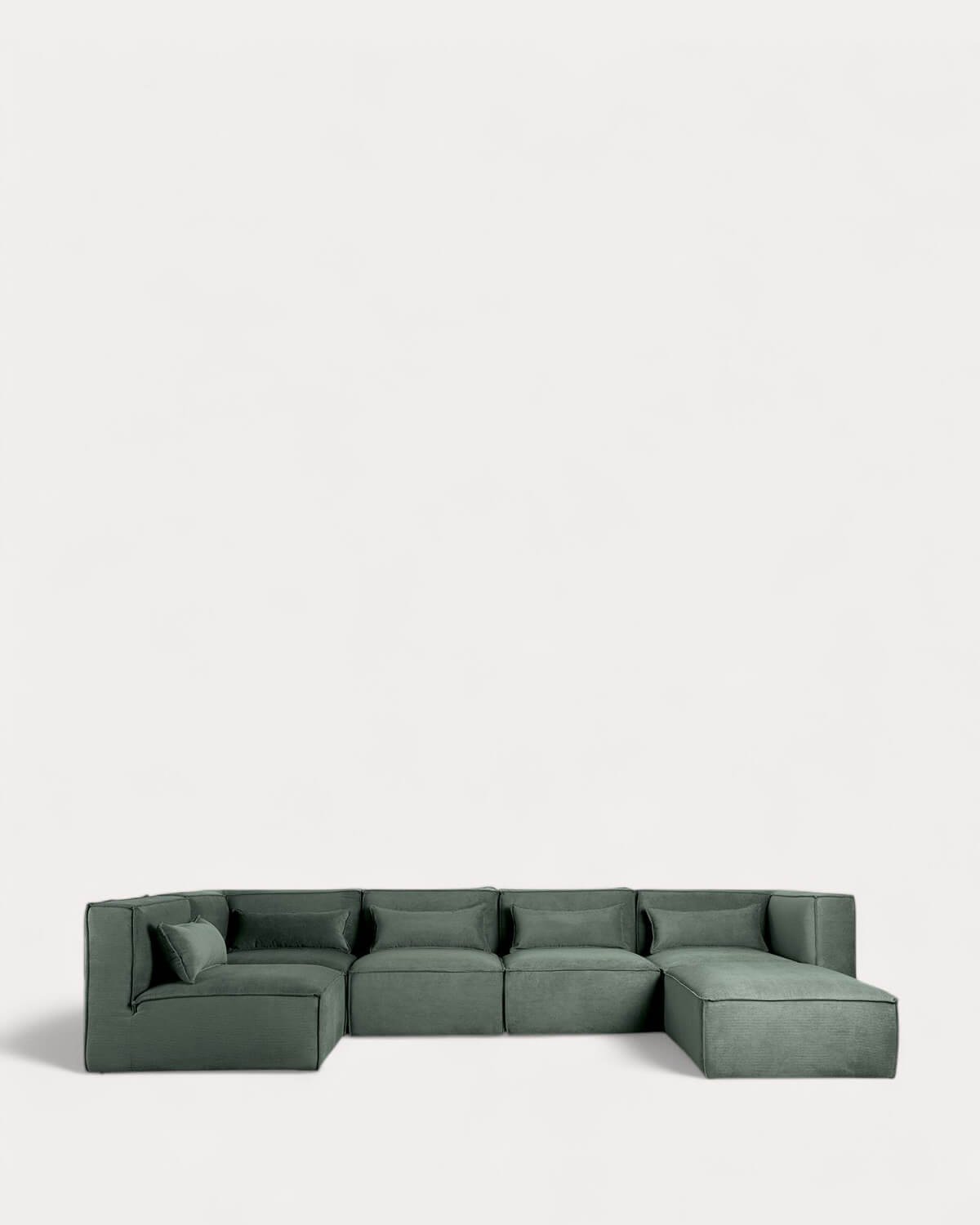 Canapé Modulaire et Pouf 5 Pièces en Velours Côtelé Kilhe