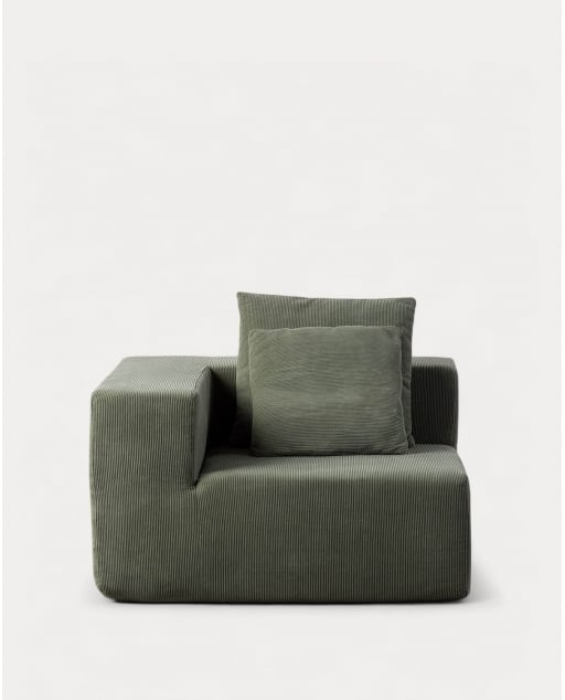 Fauteuil d'Angle Gauche en Velours Côtelé Emballée Sous Vide Grecia