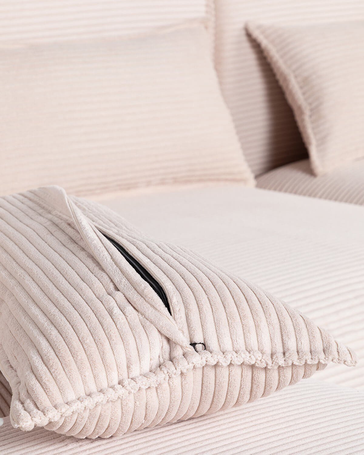 Canapé d'Angle Modulable 3 Pièces avec 2 Fauteuils et Pouf en Velours Côtelé Épais Kilhe, image de la gelerie 8