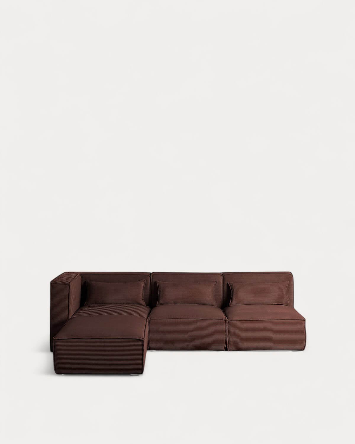 Canapé d'Angle Modulable 3 Pièces avec 2 Fauteuils et Pouf en Velours Côtelé Épais Kilhe, image de la gelerie 2