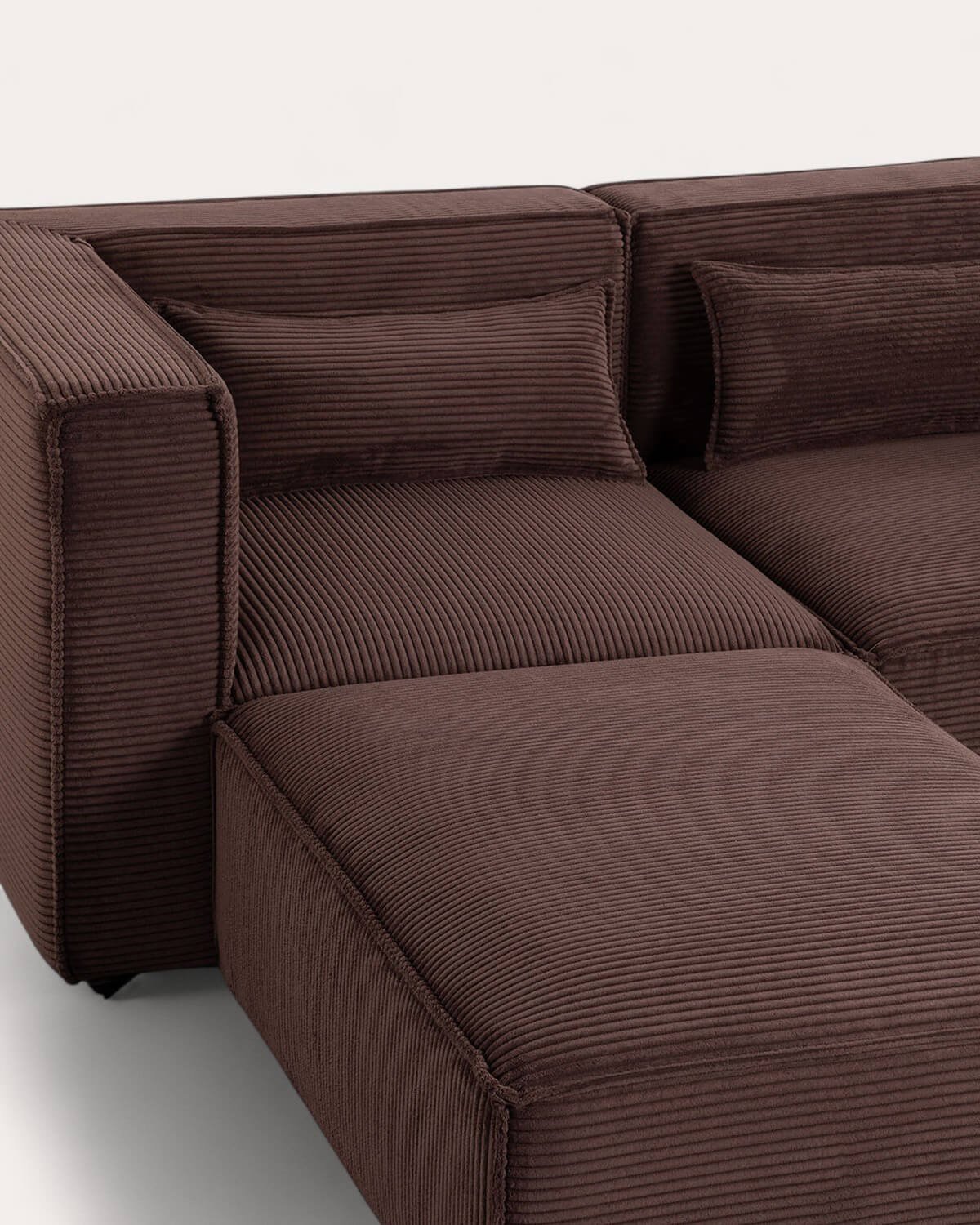 Canapé d'Angle Modulable 3 Pièces avec 2 Fauteuils et Pouf en Velours Côtelé Épais Kilhe, image de la gelerie 6