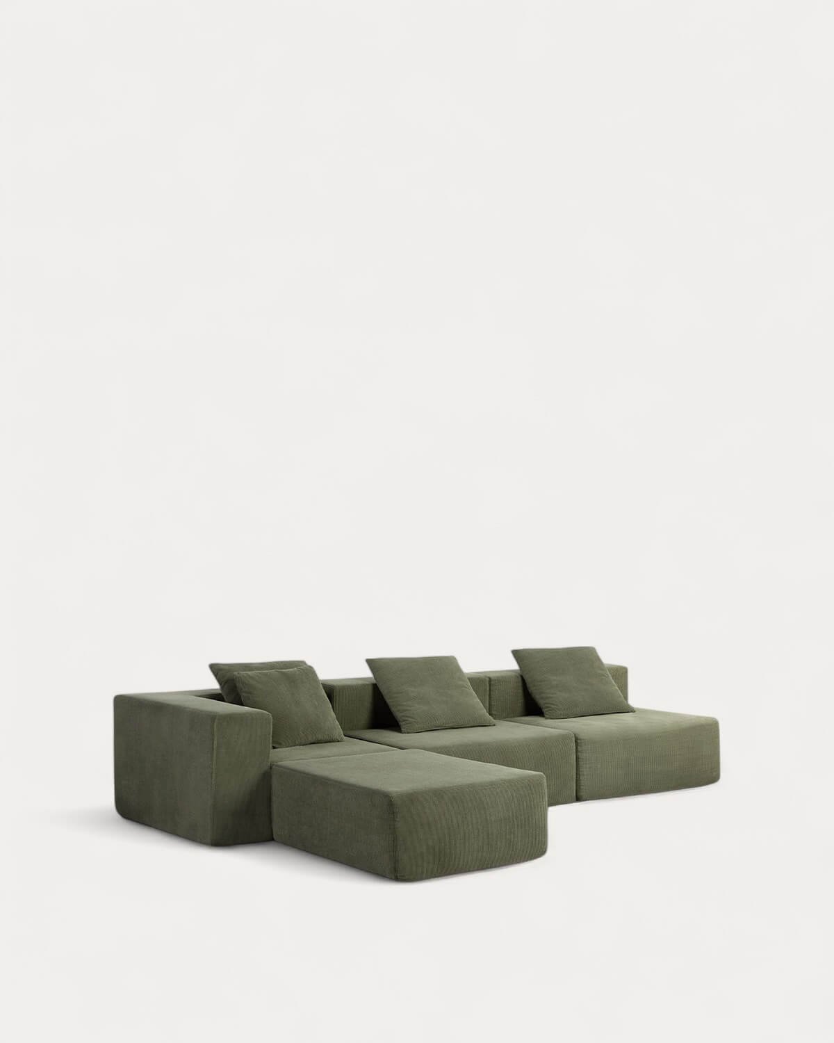 Canapé d'Angle 3 Pièces avec 2 Fauteuils et un Pouf en Velours sous Vide Grecia, image de la gelerie 1
