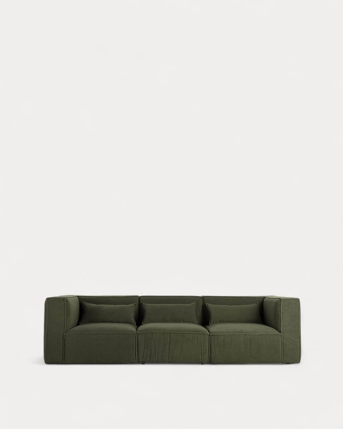 Canapé modulable 3 pièces avec 2 fauteuils d'angle en tissu Bouclé Kilhe, image de la gelerie 1