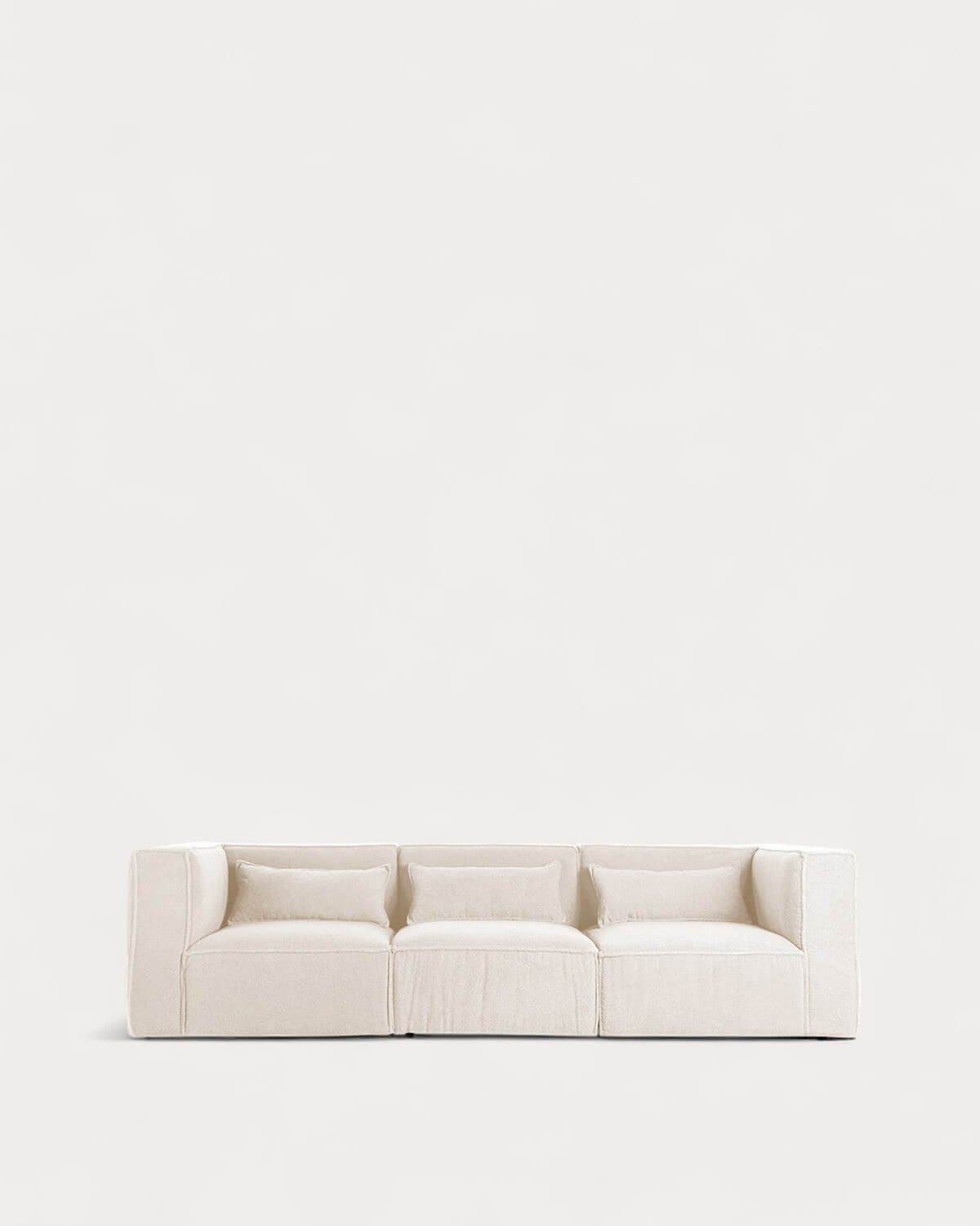 Canapé modulable 3 pièces avec 2 fauteuils d'angle en tissu Bouclé Kilhe, image de la gelerie 1