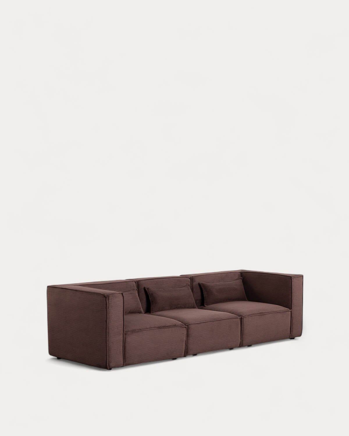 Canapé Modulable 3 Pièces avec 2 Modules d'Angle et un Fauteuil en Velours Côtelé Épais Kilhe , image de la gelerie 1