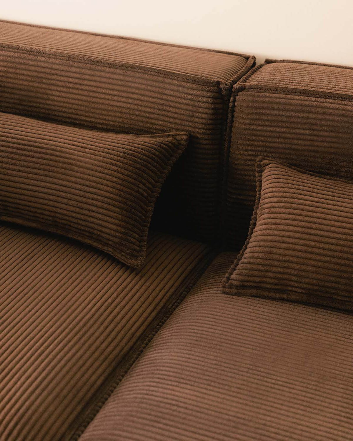 Canapé Modulable 3 Pièces avec 2 Modules d'Angle et un Fauteuil en Velours Côtelé Épais Kilhe , image de la gelerie 3