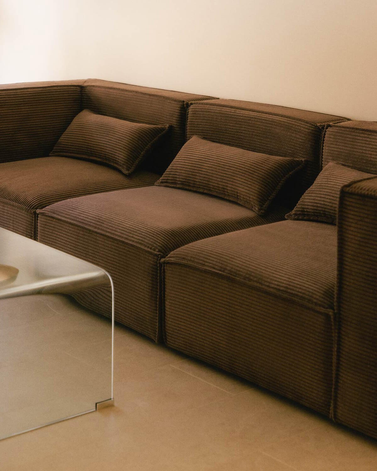 Canapé Modulable 3 Pièces avec 2 Modules d'Angle et un Fauteuil en Velours Côtelé Épais Kilhe , image de la gelerie 2
