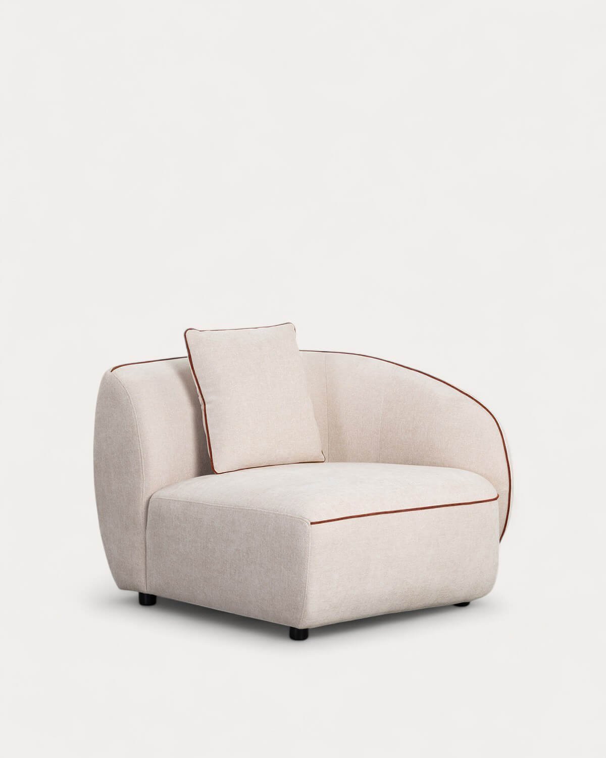 Canapé Modulable 3 Pièces à 2 Angles et Fauteuil avec Pouf Rond en Tissu Ilham, image de la gelerie 2