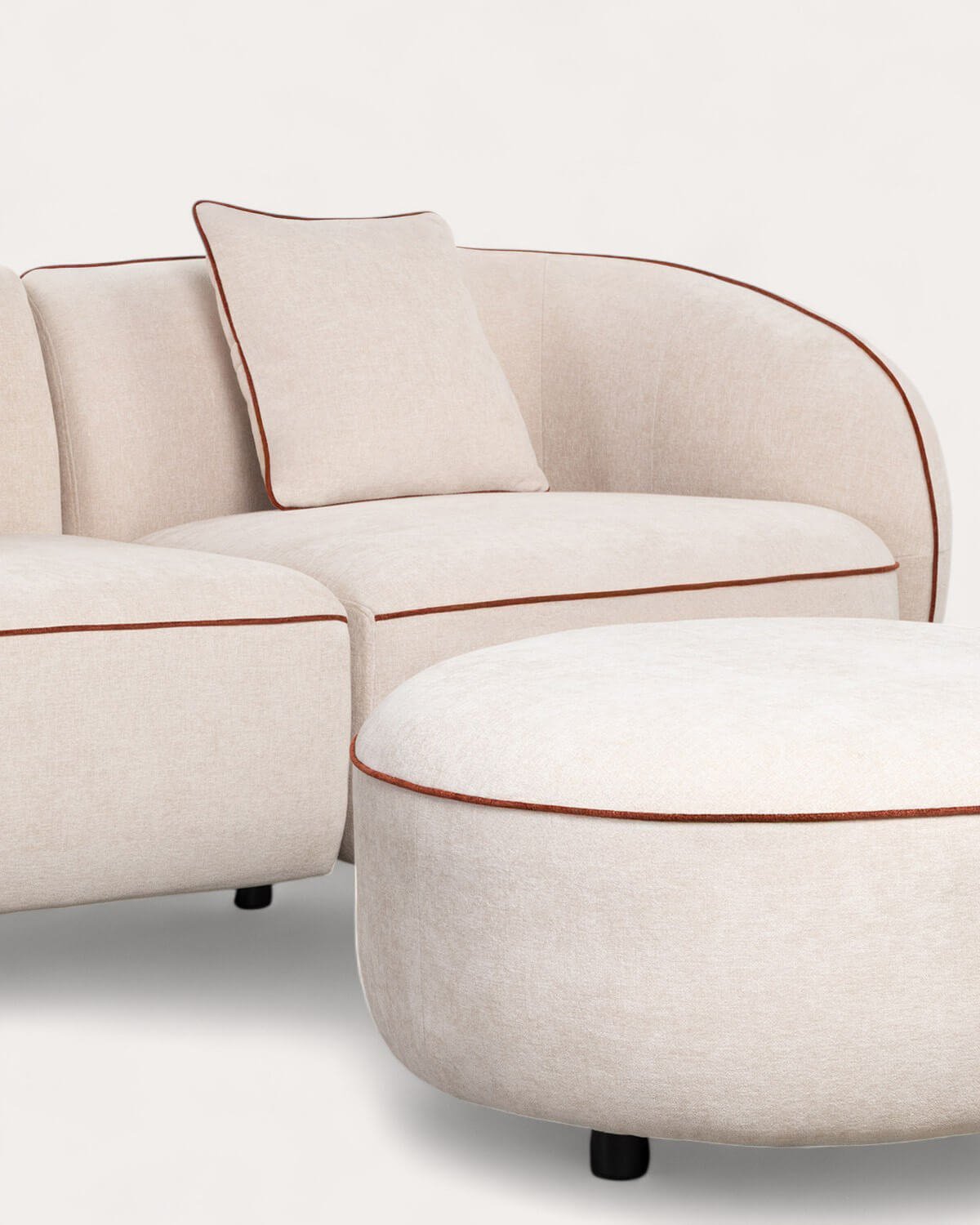 Canapé Modulable 3 Pièces à 2 Angles et Fauteuil avec Pouf Rond en Tissu Ilham, image de la gelerie 6