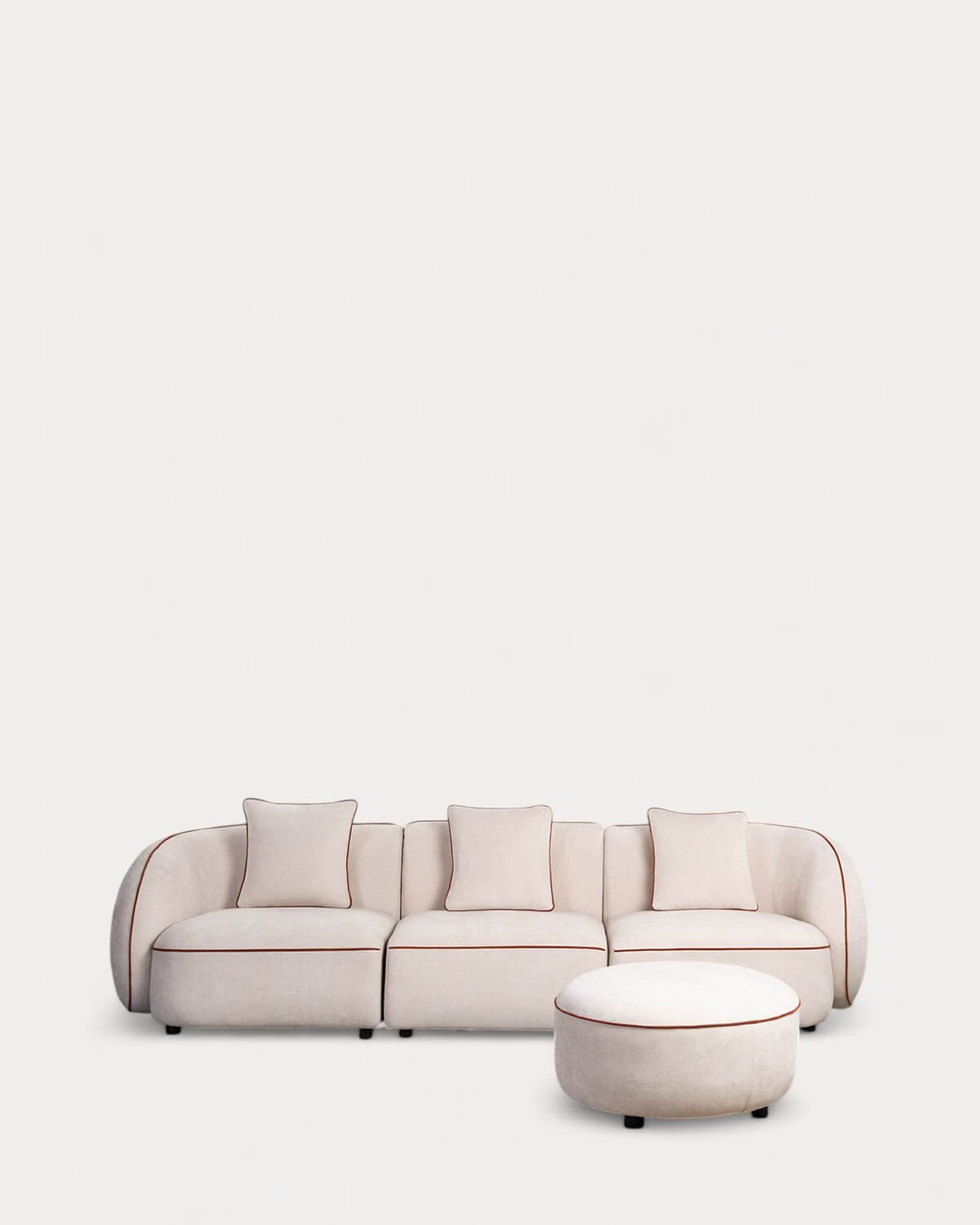 Canapé Modulable 3 Pièces à 2 Angles et Fauteuil avec Pouf Rond en Tissu Ilham, image de la gelerie 1