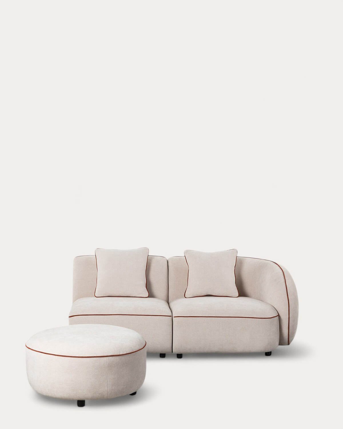Canapé D'Angle Modulable 2 Pièces avec Fauteuil et Pouf en Tissu Ilham