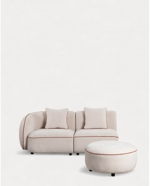 Canapé D'Angle Modulable 2 Pièces avec Fauteuil et Pouf en Tissu Ilham