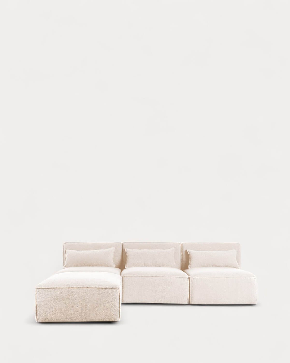 Canapé Modulaire 3 Pièces et Pouf en Tissu Bouclé Kilhe, image de la gelerie 1