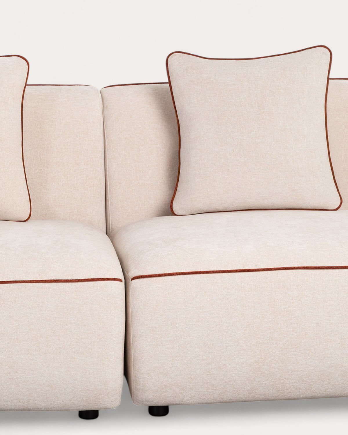 Canapé Méridienne Modulable 3 Pièces avec 2 Fauteuils et Pouf Rond en Tissu Ilham, image de la gelerie 5