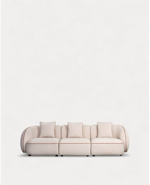 Canapé Modulable 3 Pièces avec 2 Angles et Fauteuil en Tissu Ilham