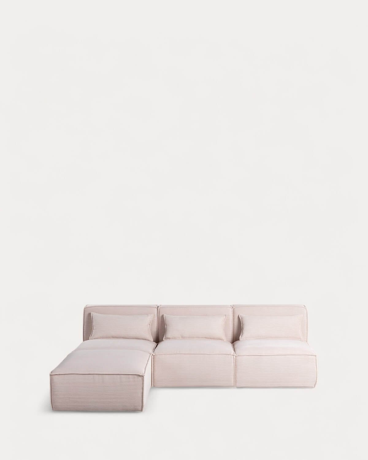 Canapé Modulaire 3 Pièces Kilhe avec Pouf en Velours Côtelé Épais, image de la gelerie 2