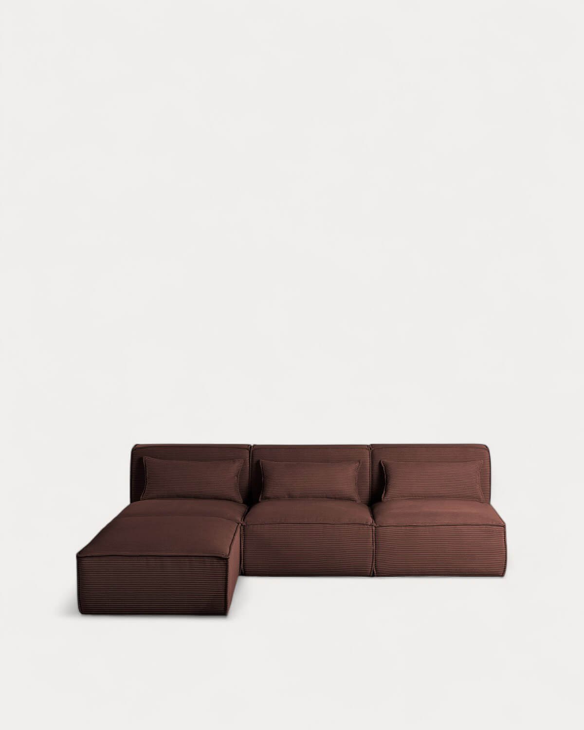 Canapé Modulaire 3 Pièces Kilhe avec Pouf en Velours Côtelé Épais