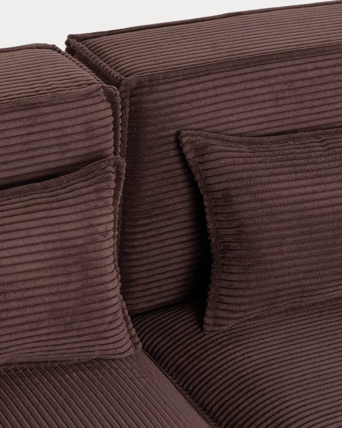 Canapé Modulaire 3 Pièces Kilhe avec Pouf en Velours Côtelé Épais, image de la gelerie 5