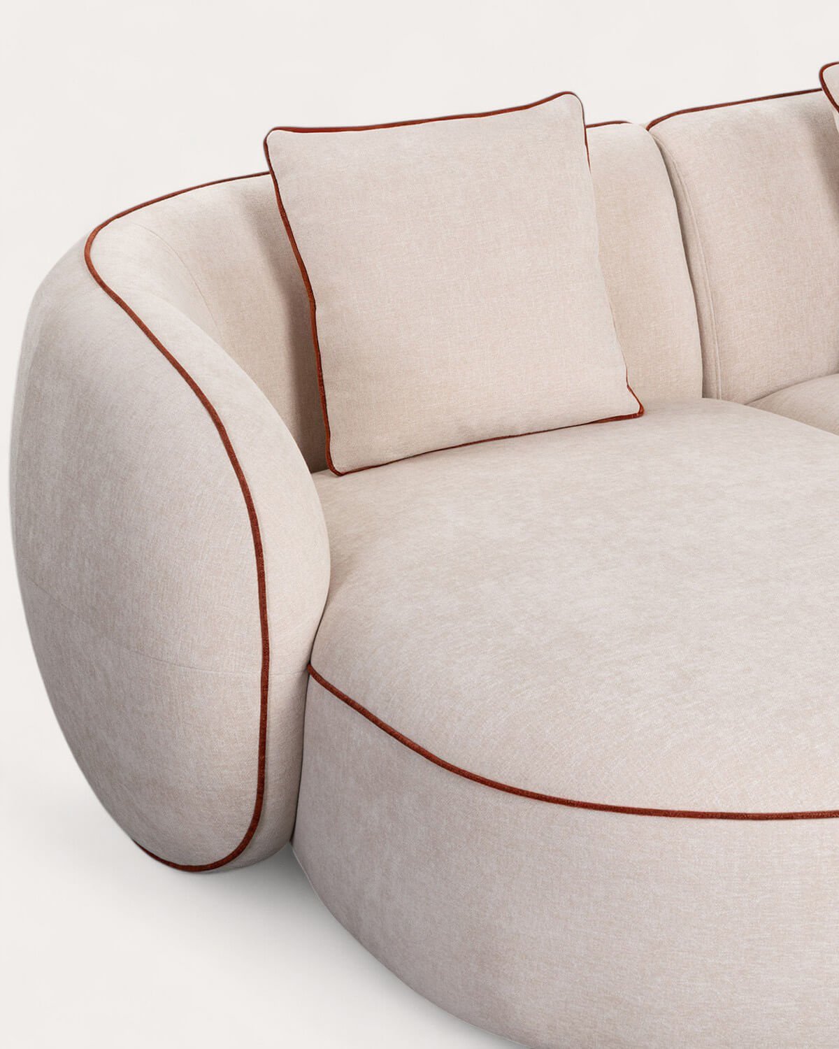 Canapé D'Angle Modulable 4 Pièces avec Méridienne et Pouf Rond en Tissu Ilham , image de la gelerie 4