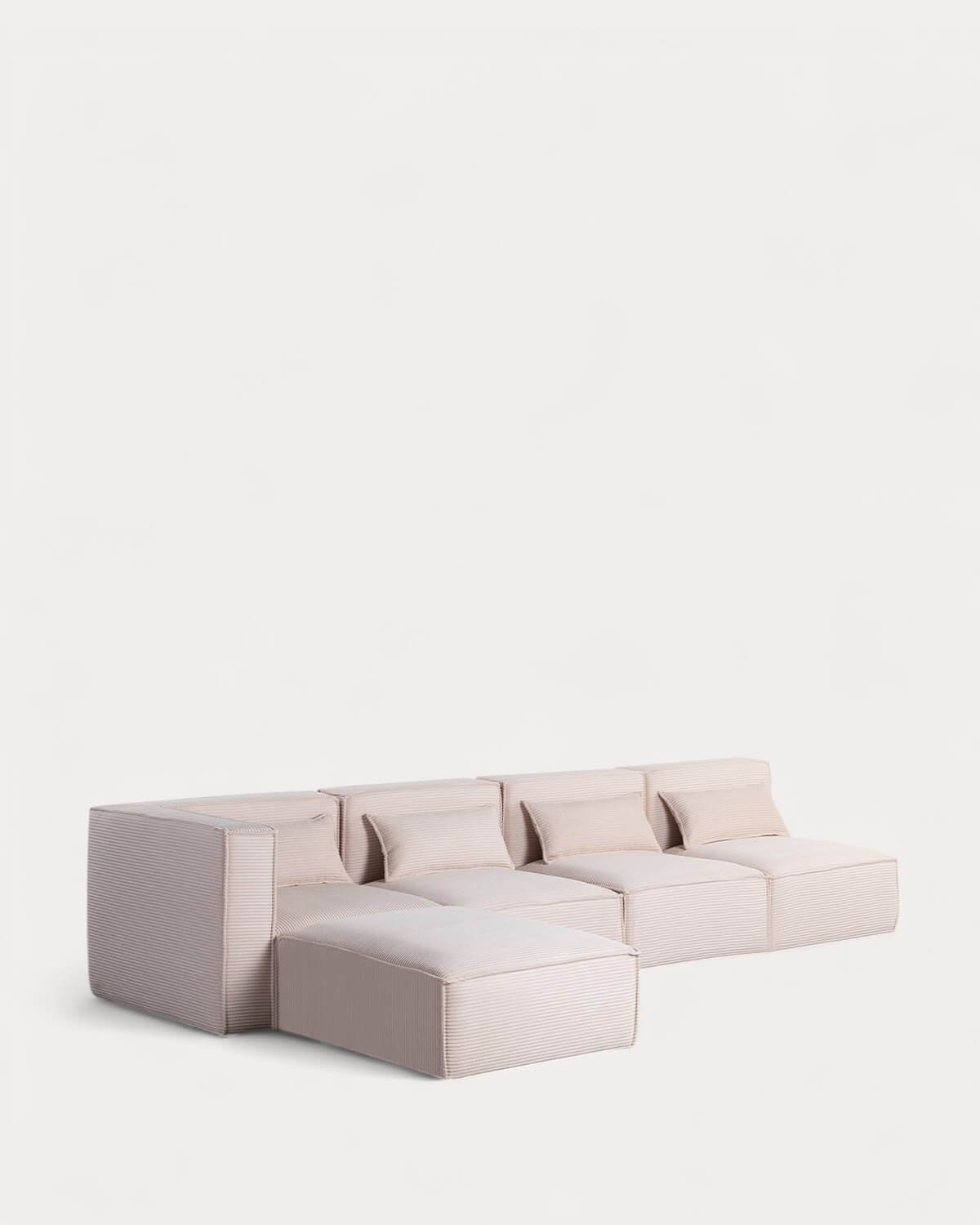 Canapé Modulable 4 Pièces avec 3 Fauteuils et un Pouf en Velours Côtelé Épais Kilhe, image de la gelerie 1