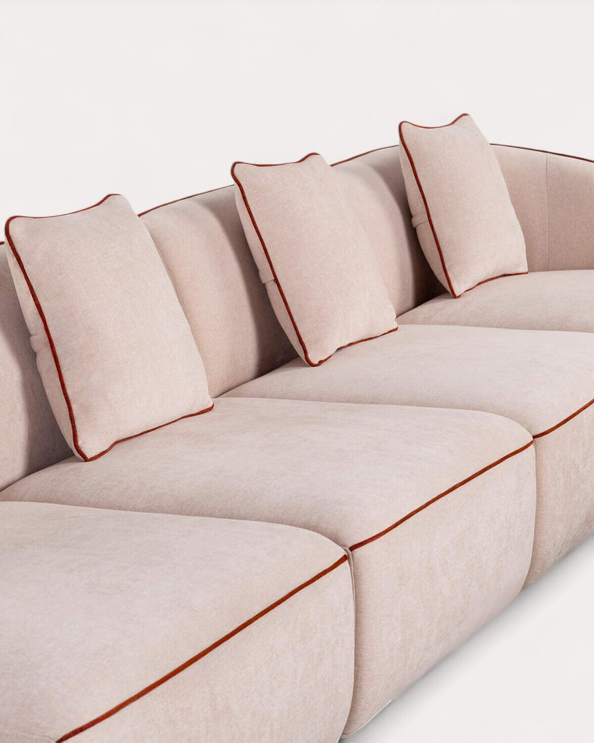 Canapé Modulable 4 Pièces avec Fauteuil D'Angle et Pouf rond en Tissu Ilham, image de la gelerie 4