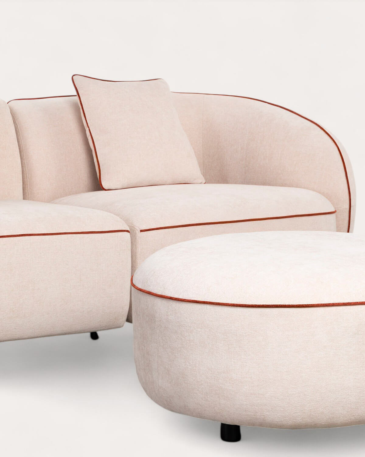 Canapé Modulable 4 Pièces avec Fauteuil D'Angle et Pouf rond en Tissu Ilham, image de la gelerie 5