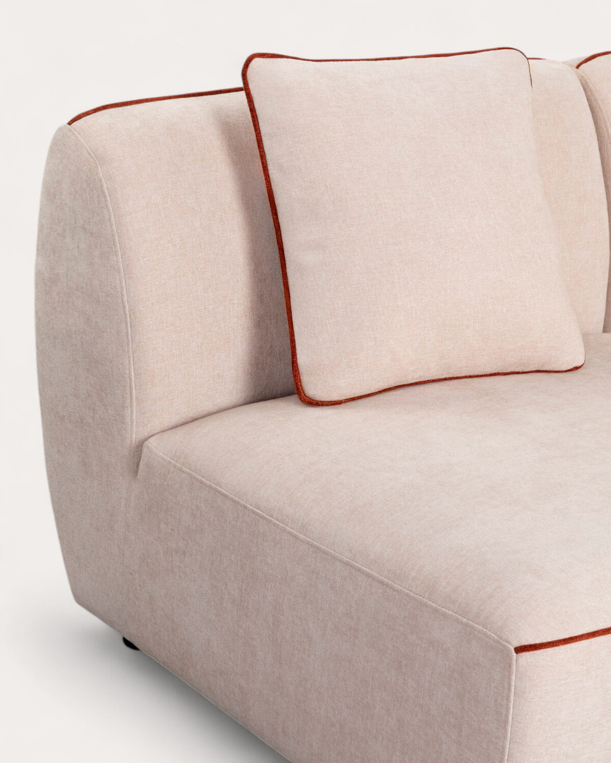 Canapé Modulable 4 Pièces avec Fauteuil D'Angle et Pouf rond en Tissu Ilham, image de la gelerie 6