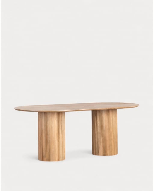 Table de Salle à Manger Ovale en Bois de Manguier (200x100 cm) Viena