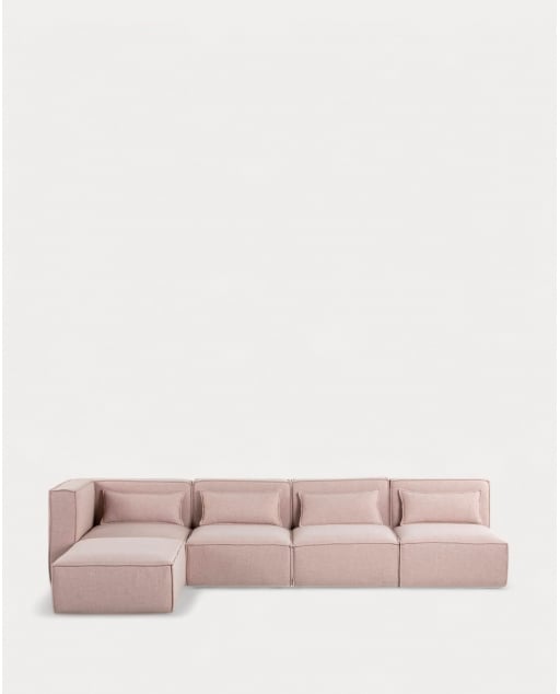 Canapé Modulable 4 pièces avec 3 Fauteuils et Pouf en Tissu Kilhe
