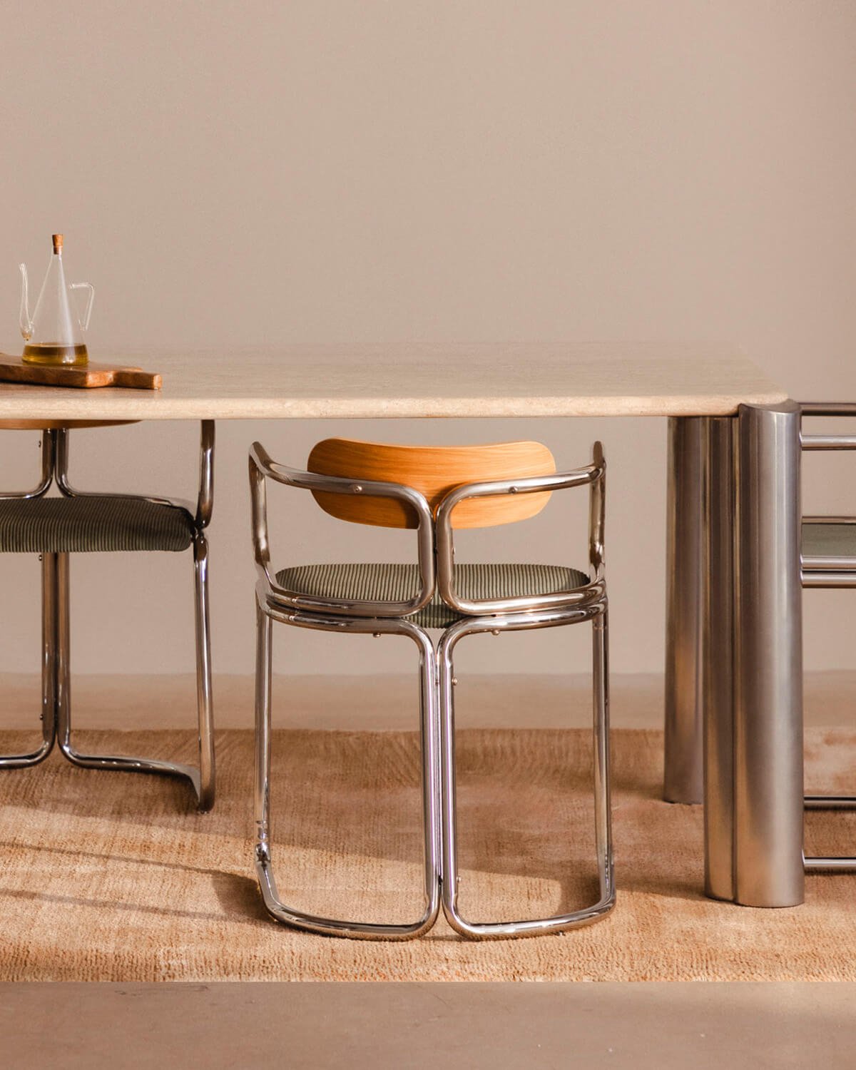 Table à Manger Rectangulaire avec Plateau en Marbre Travertin (174x91 cm) Ethel, image de la gelerie 3