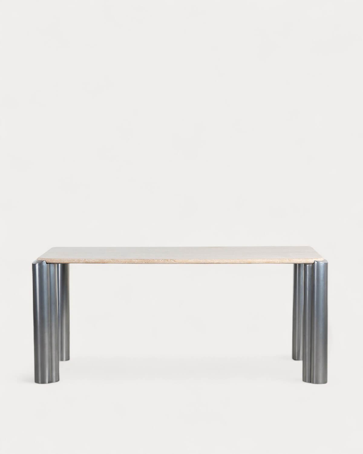 Table à Manger Rectangulaire avec Plateau en Marbre Travertin (174x91 cm) Ethel, image de la gelerie 5