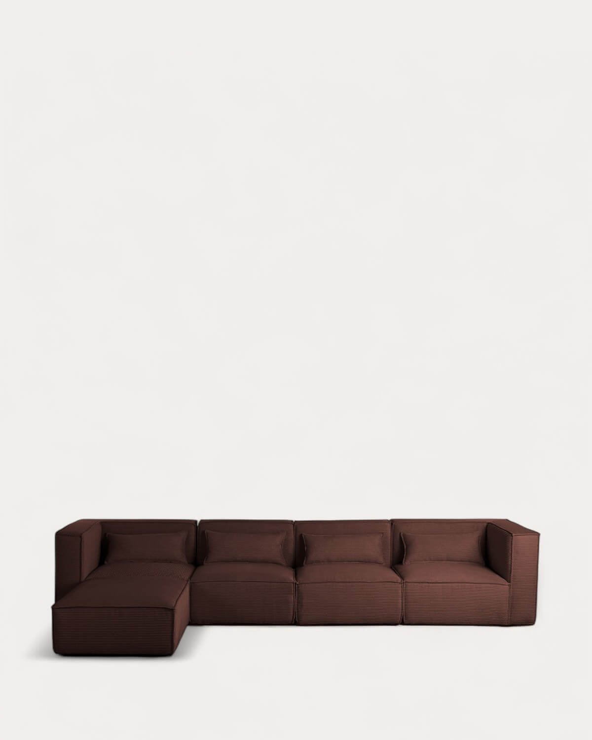 Canapé Modulable 4 Pièces avec 2 Fauteuils d'Angle et Pouf en Velours Côtelé Épais Kilhe