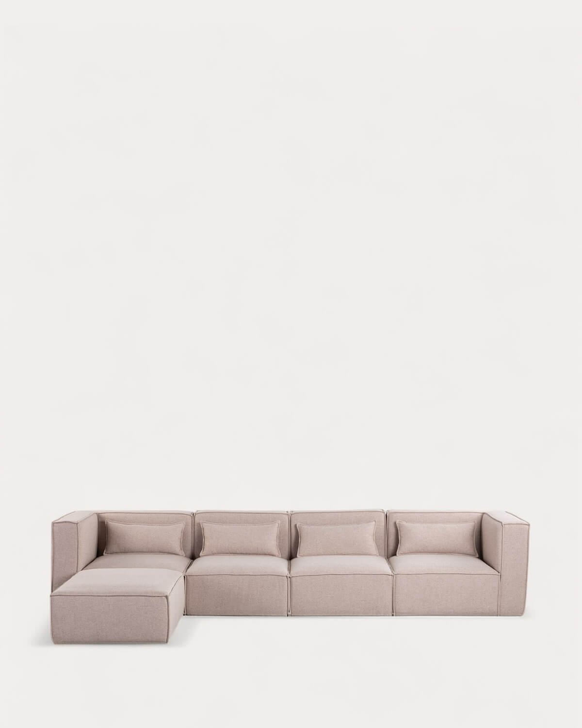 Canapé Modulable 4 pièces avec 2 Fauteuils d'Angle et Pouf en Tissu Kilhe 
