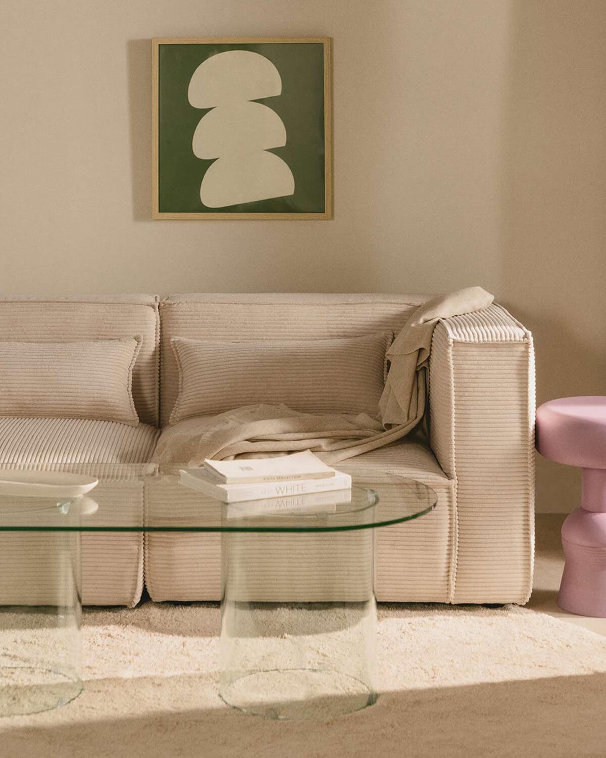 Canapé Modulable 4 Pièces avec 2 Fauteuils d'Angle en Velours Côtelé  Épais Kilhe, image de la gelerie 2