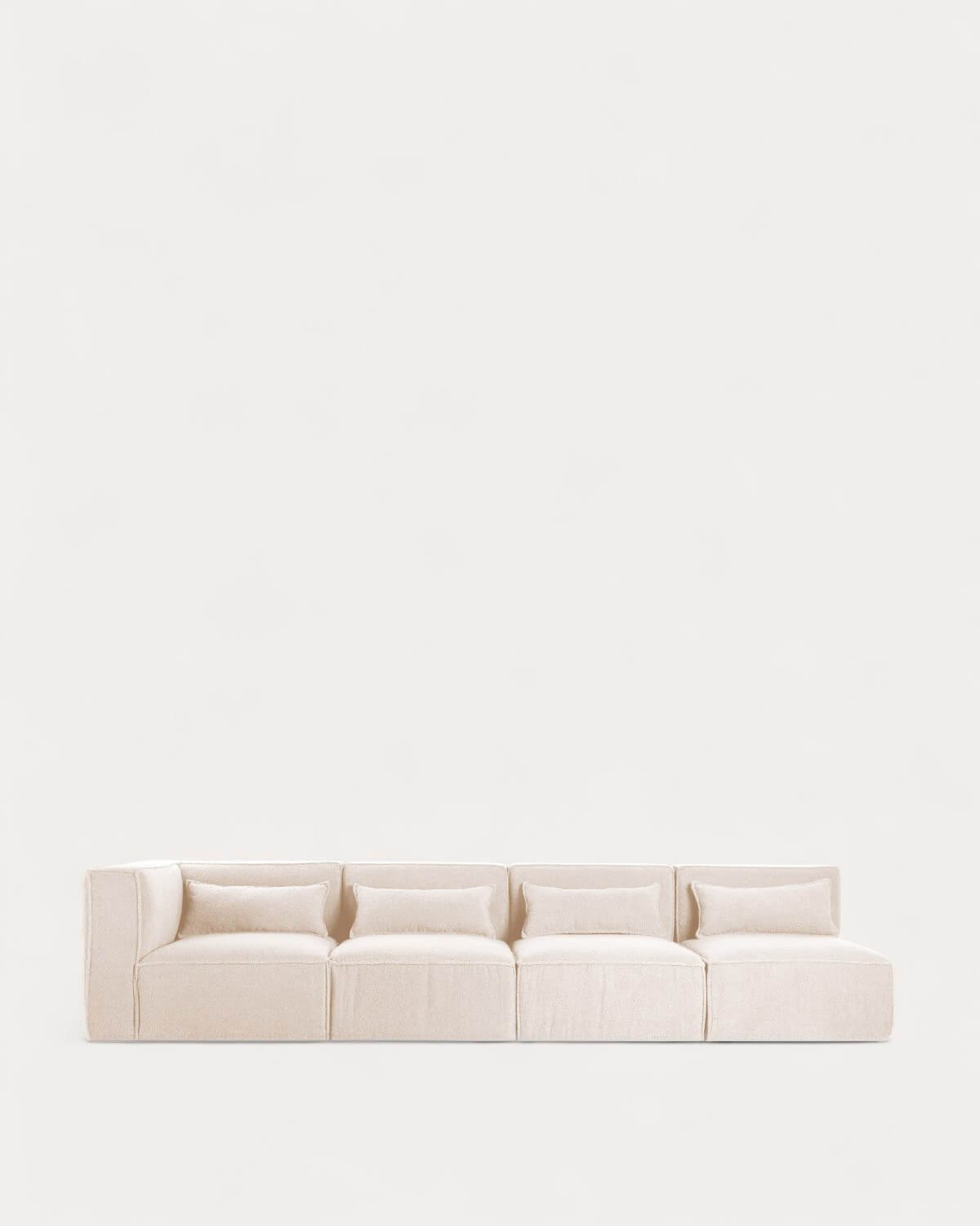 Canapé Modulable 4 Pièces avec 3 Fauteuils en Tissu Bouclé Kilhe