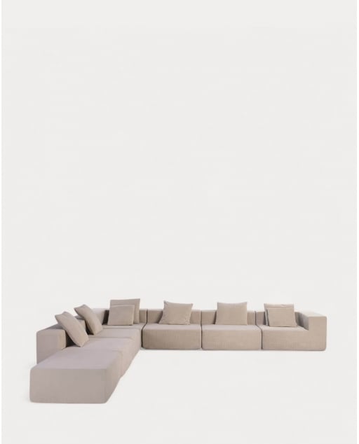Canapé Loft 6 Pièces avec Pouf en Velours Côtelé Emballé sous Vide Grecia