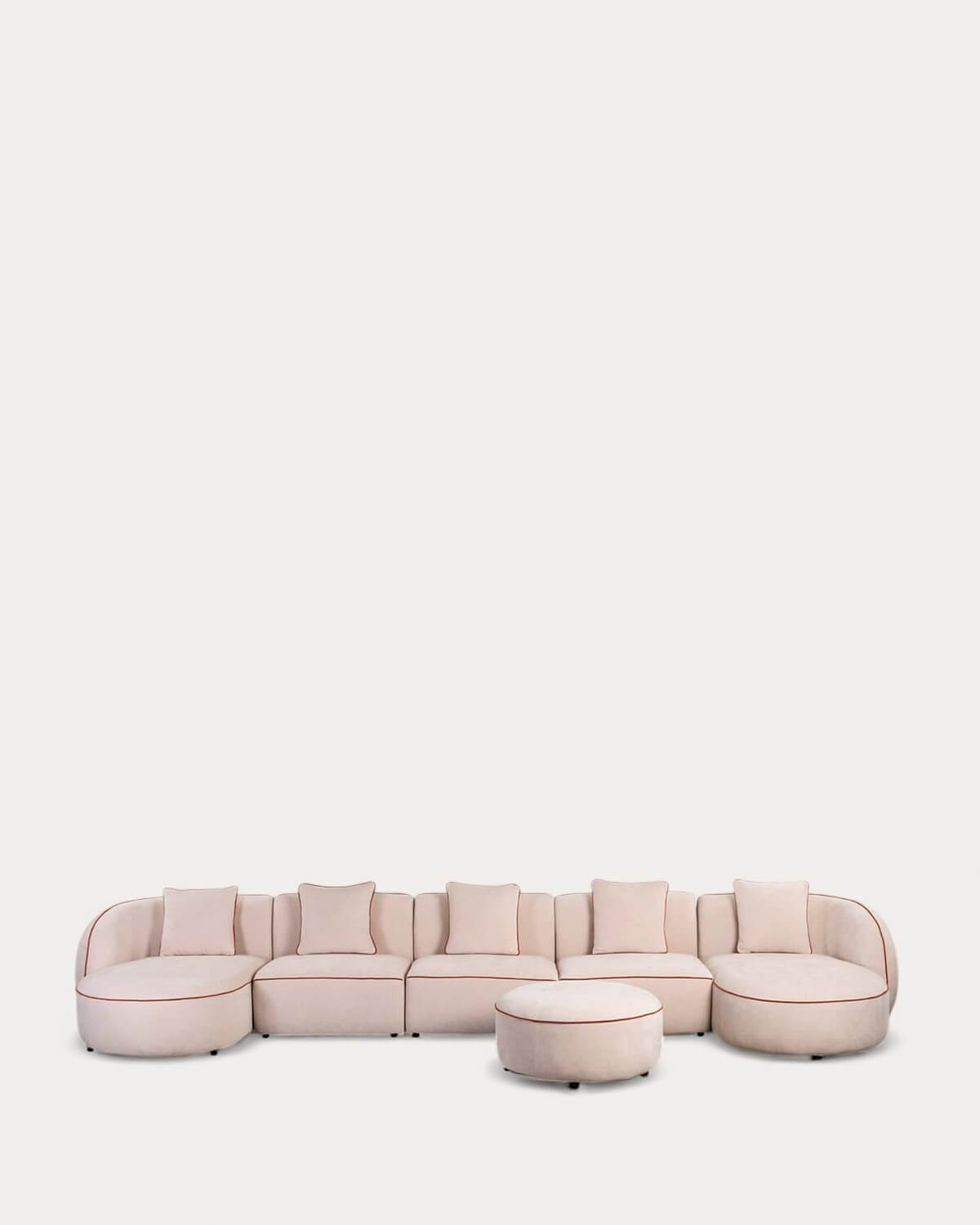 Canapé Modulable 5 Pièces avec 2 Méridiennes et Pouf Rond en Tissu Ilham , image de la gelerie 1