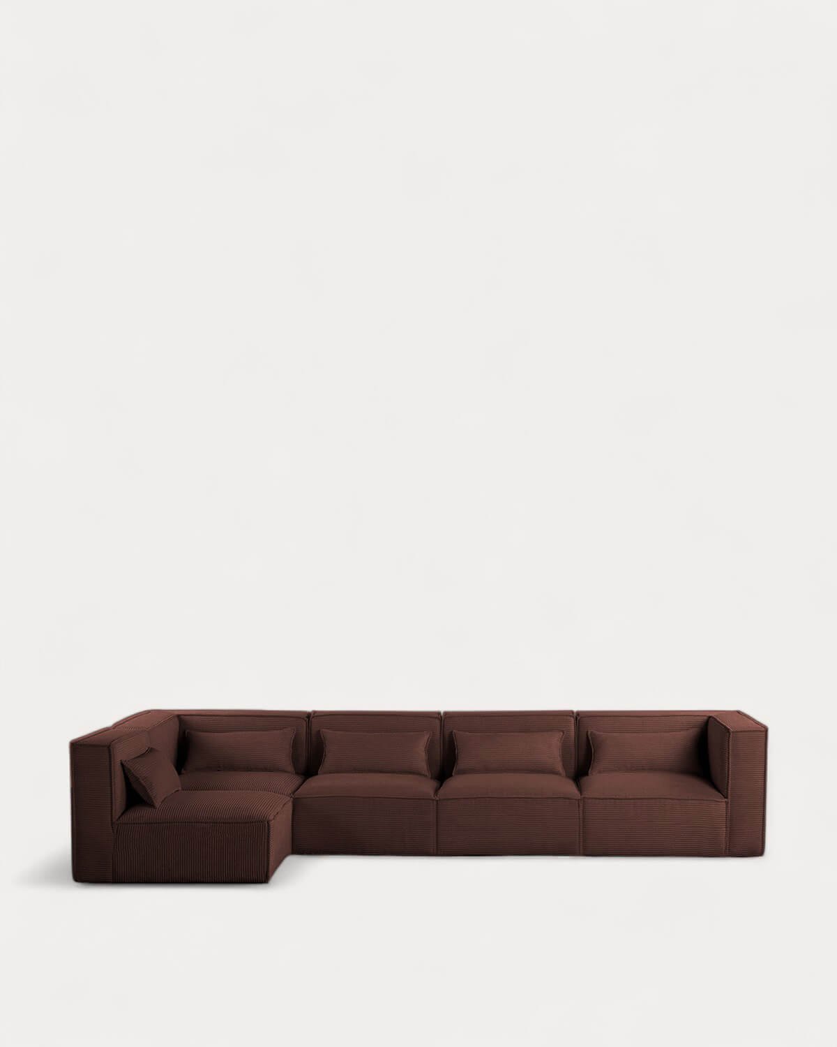 Canapé Modulable 5 Pièces avec 2 Fauteuils d'Angle et un Pouf en Velours Côtelé Épais Kilhe