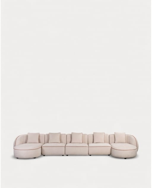 Canapé Modulable 5 Pièces en Tissu avec 2 Méridiennes Ilham