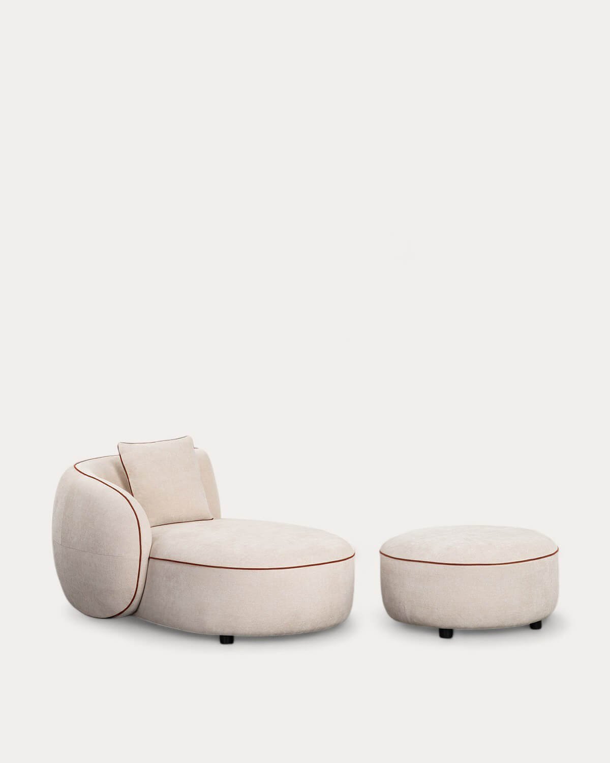 Chaise Longue Ronde en Tissu avec Pouf Ilham, image de la gelerie 1