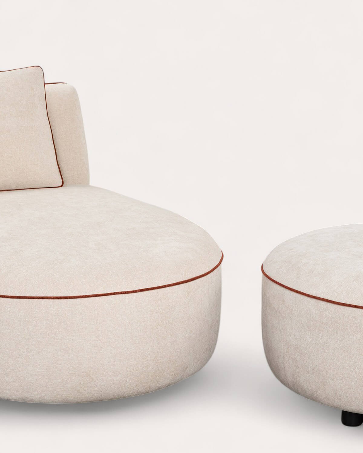 Chaise Longue Ronde en Tissu avec Pouf Ilham, image de la gelerie 4