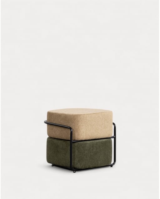 Pouf Rectangulaire avec Coussin Amovible en Tissu Elin
